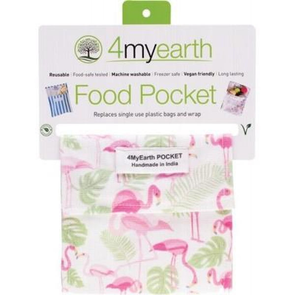 4Myearth Reusable Food Pocket - Flamingoes