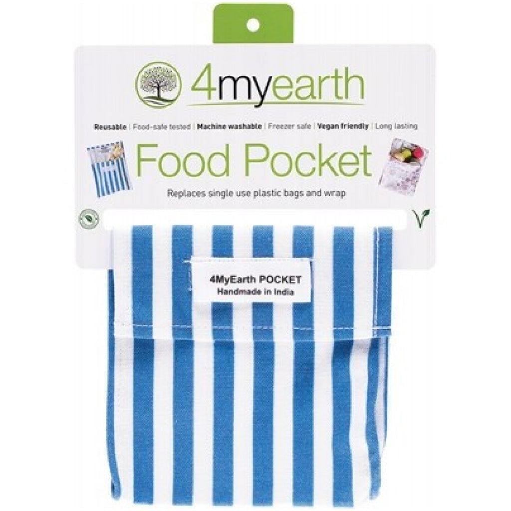 4MyEarth Reusable Food Pocket - Denim Stripe - A Zest for Life