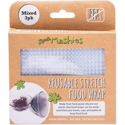 Little Mashies Reusable Stretch Silicone Food Wrap - Pack of 3