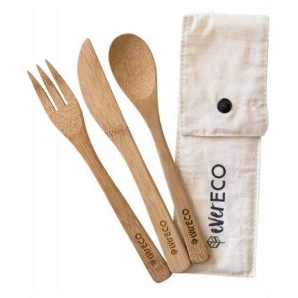 Ever Eco Bamboo Cutlery Set With Organic Cotton Pouch - A Zest for Life