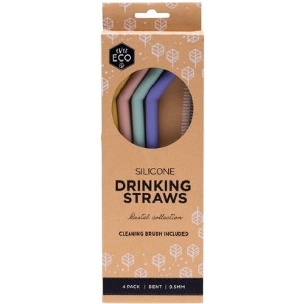 Ever Eco Silicone Drinking Straws - Bent Includes Cleaning Brush - A Zest for Life