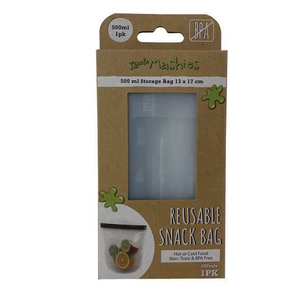 Little Mashies Reusable Food Silicone Snack Bag - Small 500Ml