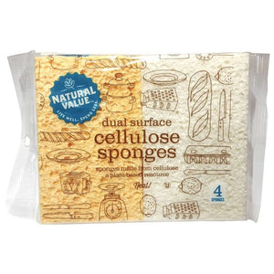 Natural Value Dual Surface Cellulose Sponges - 4 Pack