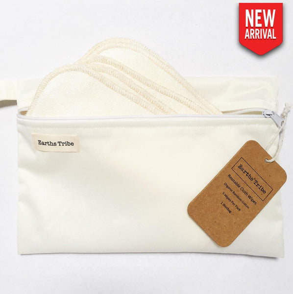 Reusable Bamboo Cotton Cloth Wipes Beige